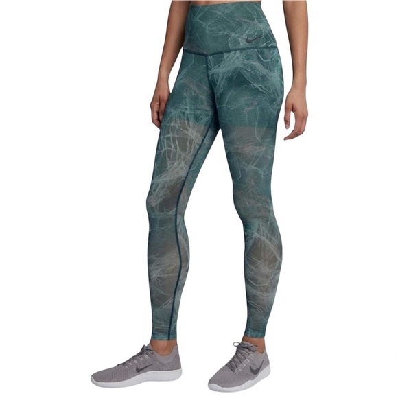 Nike Power Studio High-Rise Performance Tights Green Mesh Compression Size M - Picture 1 of 9